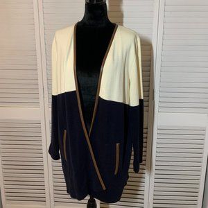 Charter Club Cardigan with Faux Leather Trim